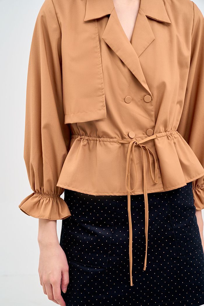 Áo cotton lạnh giả vest rút dây tay dài