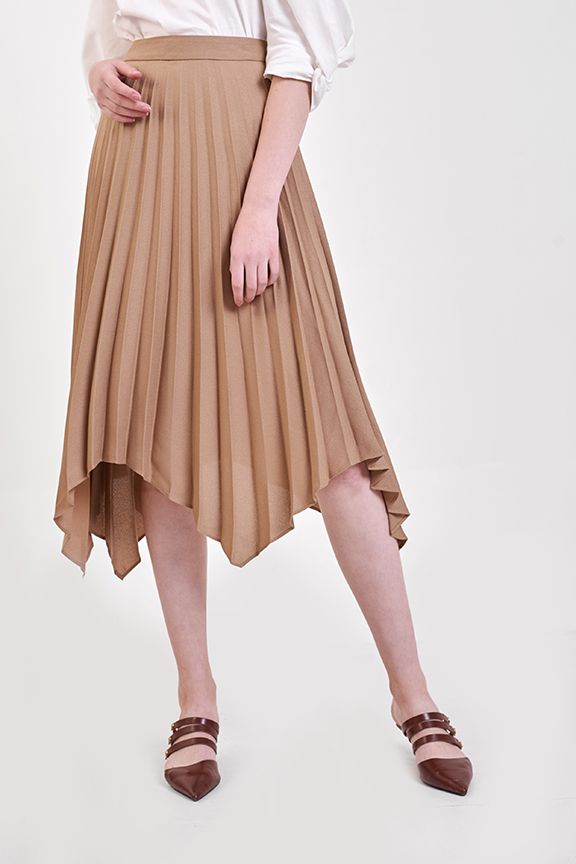 Váy midi dập li lai cắt M
