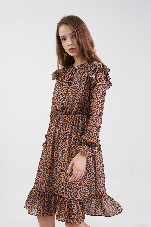 Đầm ngang gối in hoạ tiết prefall18
