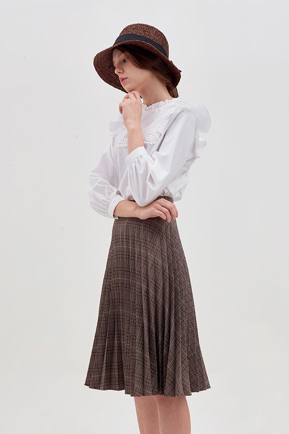 Váy midi caro dập li