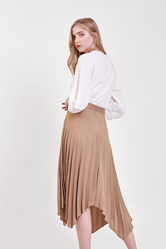Váy midi dập li lai cắt M