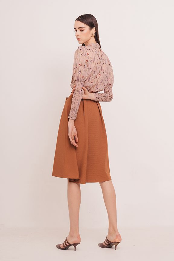 Váy midi xếp li kèm nơ