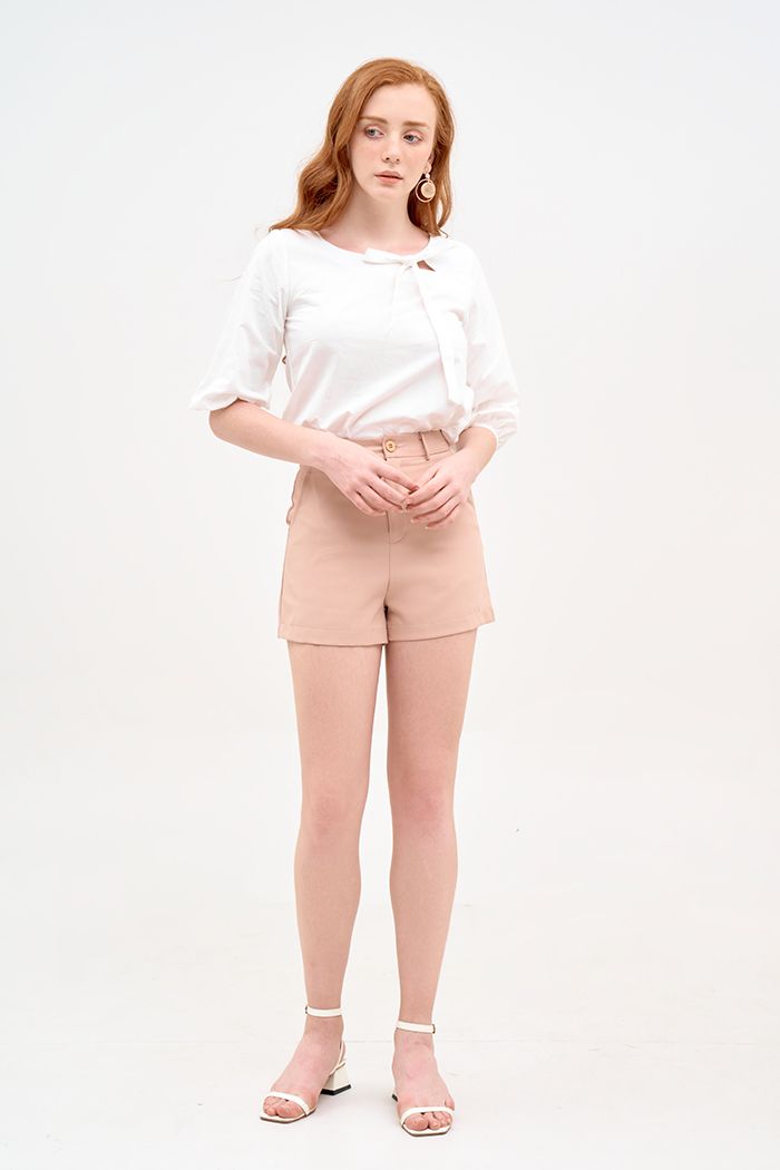 Áo cotton tay lở cột nơ cut out cổ