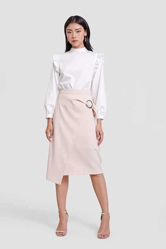 Áo sơmi cotton tay dài bèo vai