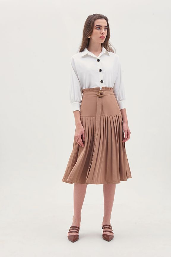 Áo sơmi linen tay dài nhấn nút
