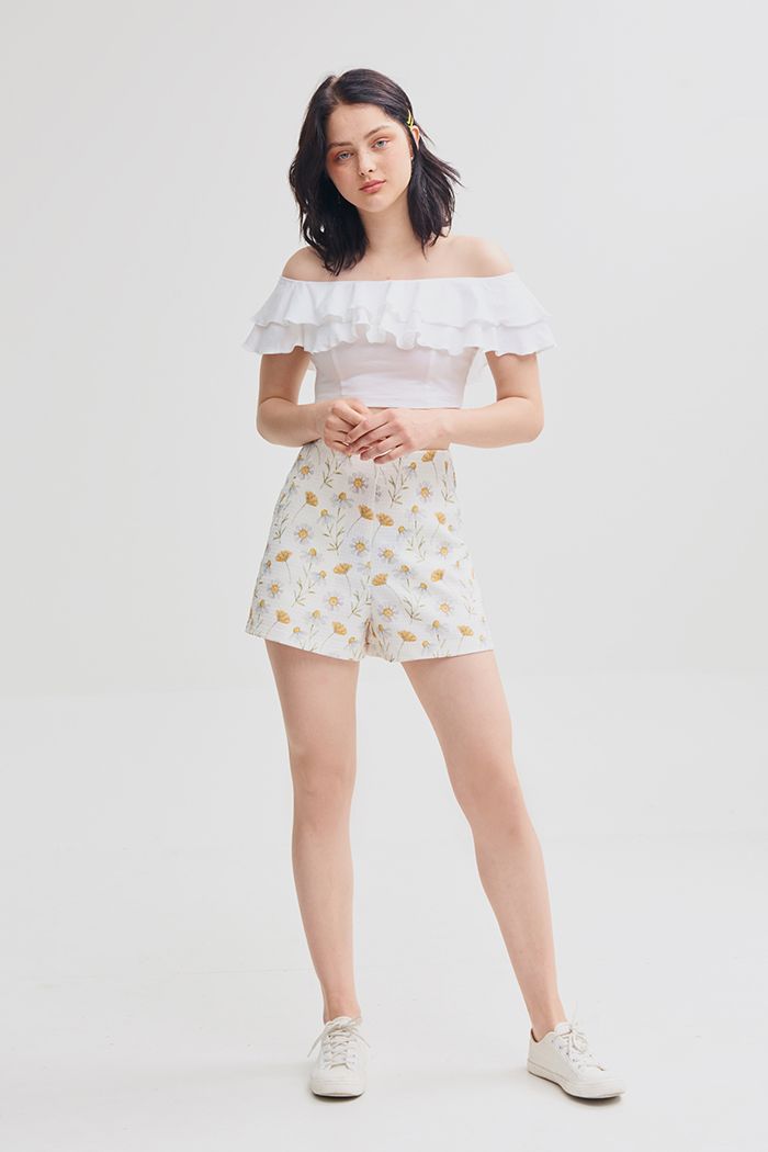 Áo thun croptop bèo 2 tầng dây kéo dấu