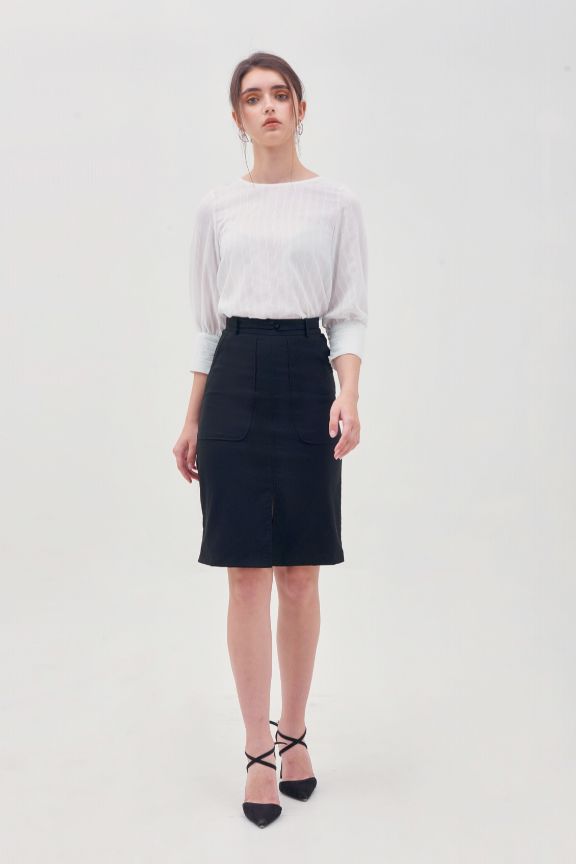 Áo cổ tròn tay dài nẹp tay basic