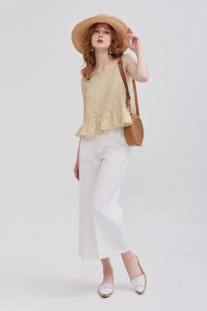 Quần ống suông li đứng cullote ss19