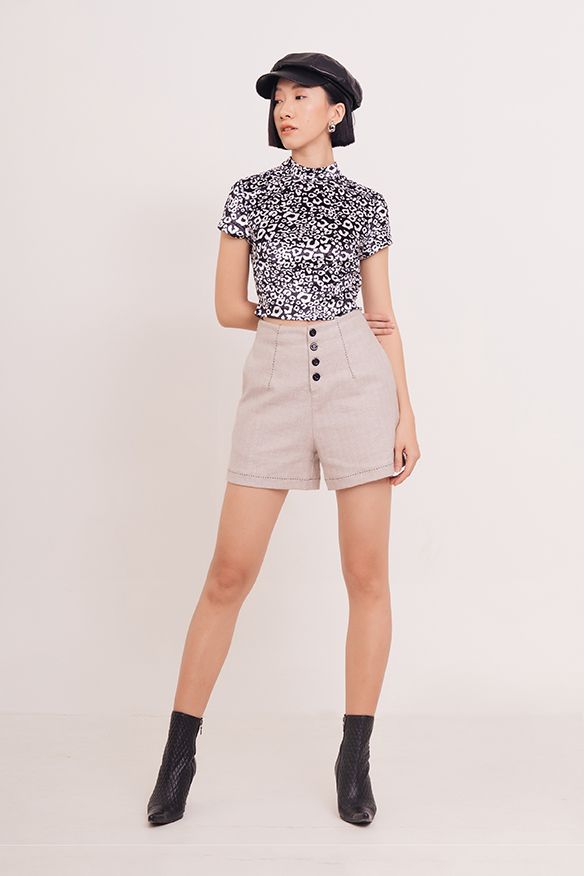 Áo croptop hoạ tiết da beo