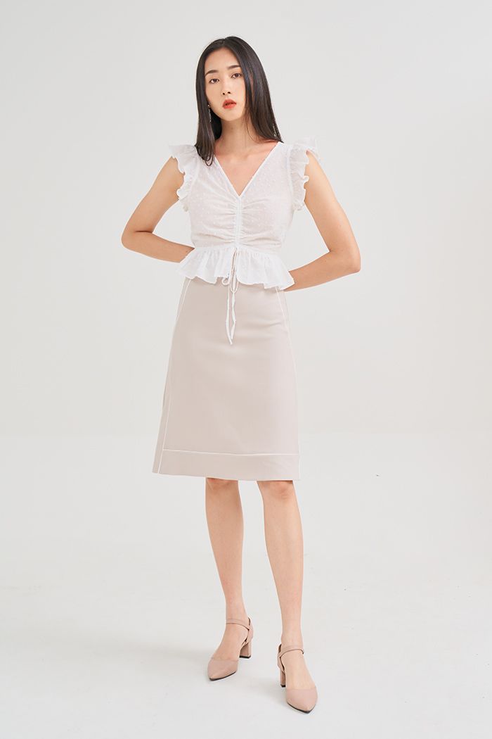 Áo croptop bèo tay rút nhún giữa