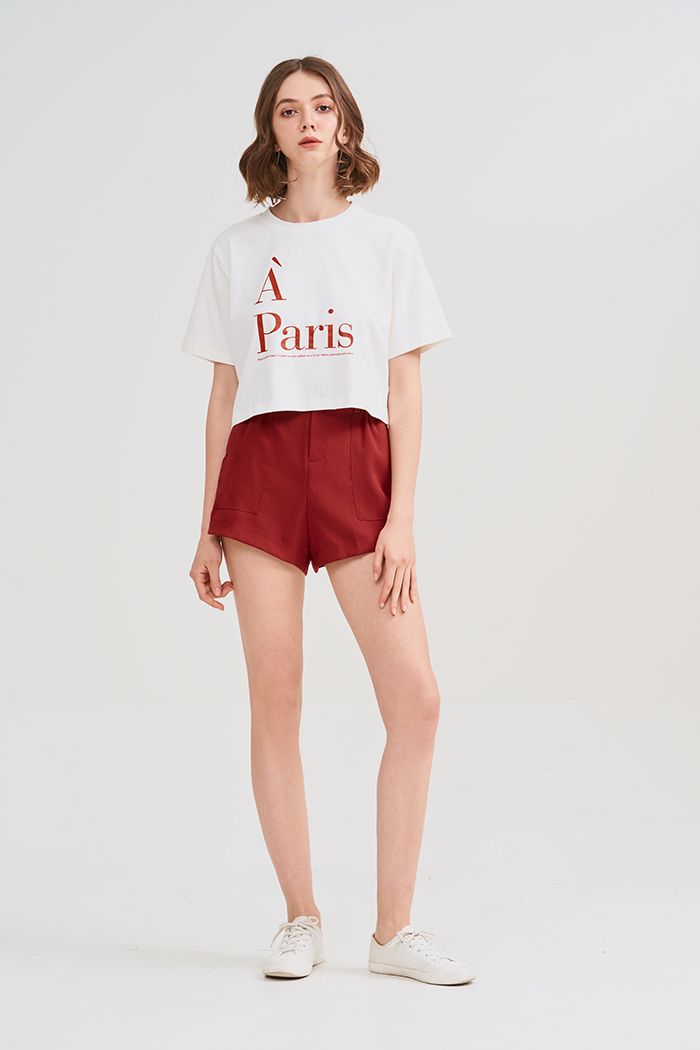 Áo thun croptop in slogan A Paris