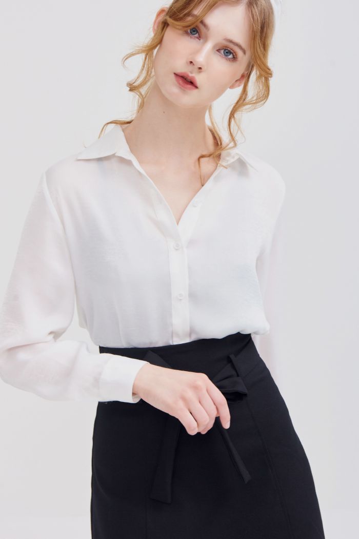 Áo sơmi tay dài trơn ss19 cơ bản