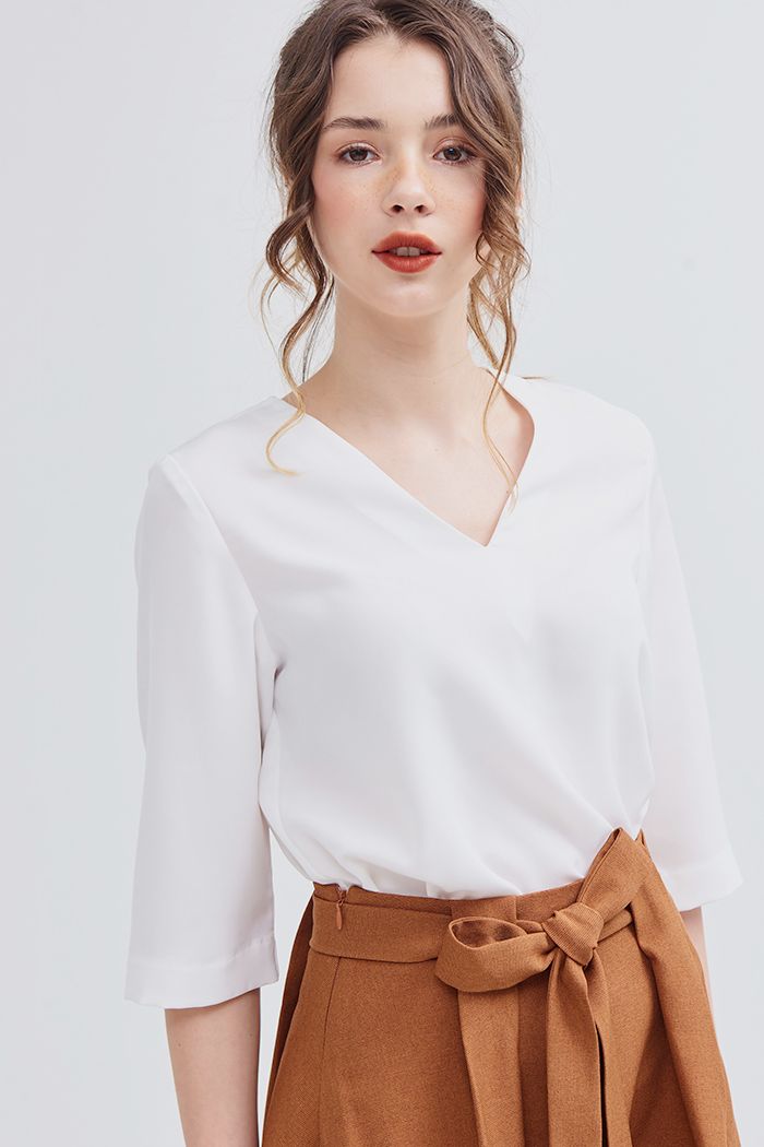 Áo sơmi cơ bản cổ tim tay lỡ SPR19