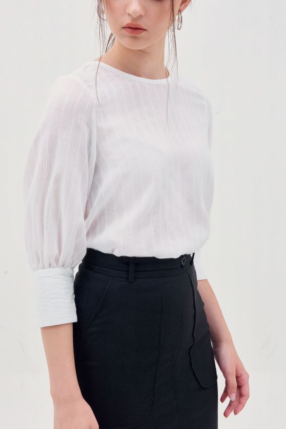Áo cổ tròn tay dài nẹp tay basic
