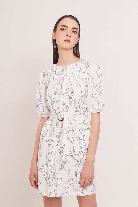 Đầm form suông in hoạ tiết + nịt