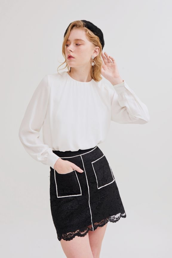 Áo tay dài 2 lớp nhún cổ