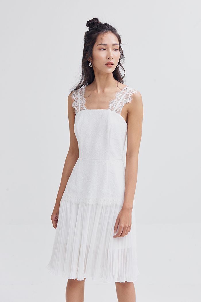 Đầm 2 dây ren mi phối dập li
