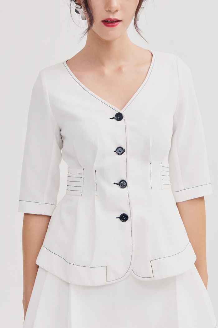 Áo giả vest tay lỡ diễu eo