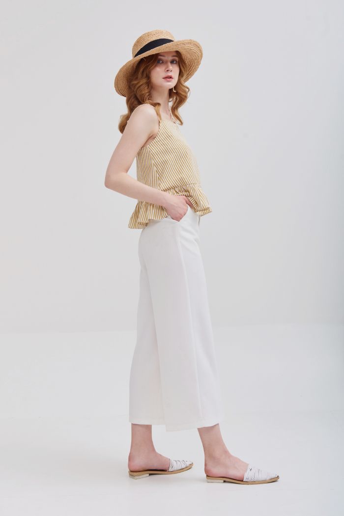Quần ống suông li đứng cullote ss19