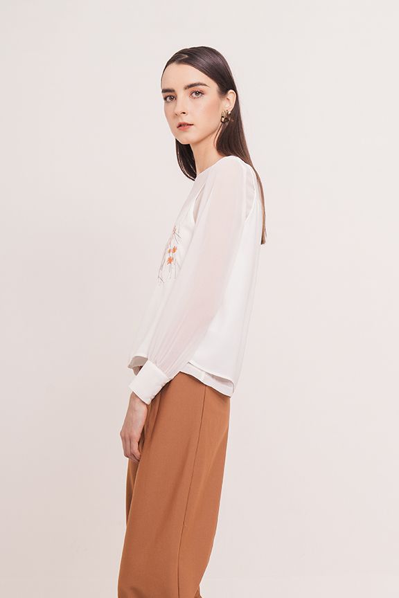 Áo 2 lớp thêu hoa tay dài