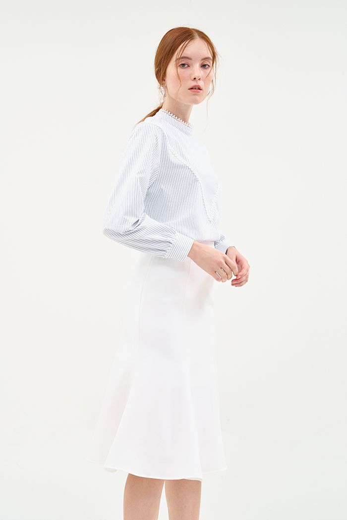 Chân váy midi lưng liền rã xoè lai