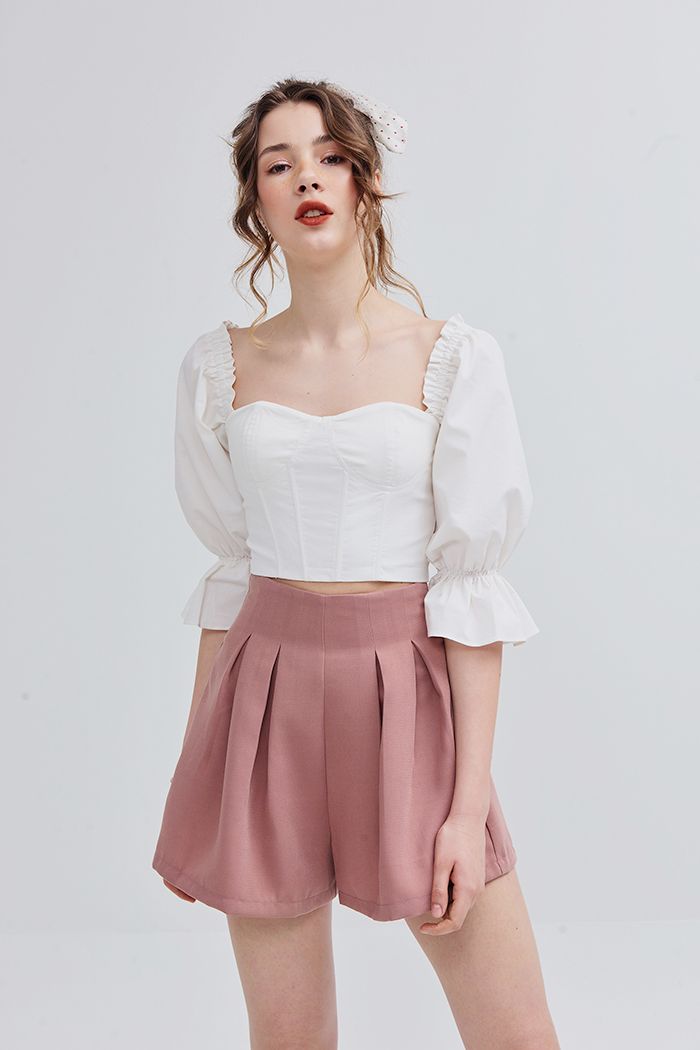 Áo crotop cúp ngực cổ vuông tay lỡ