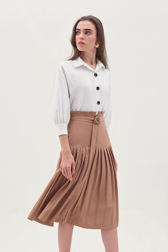 Áo sơmi linen tay dài nhấn nút