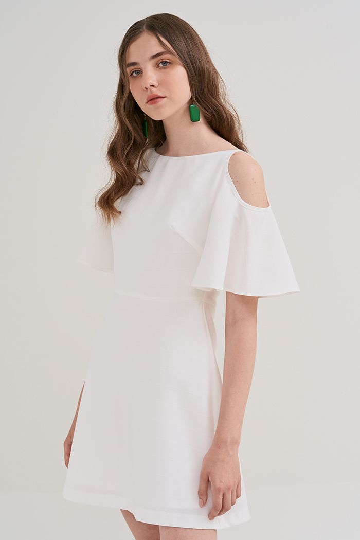 Đầm A cutout vai cột nơ sau