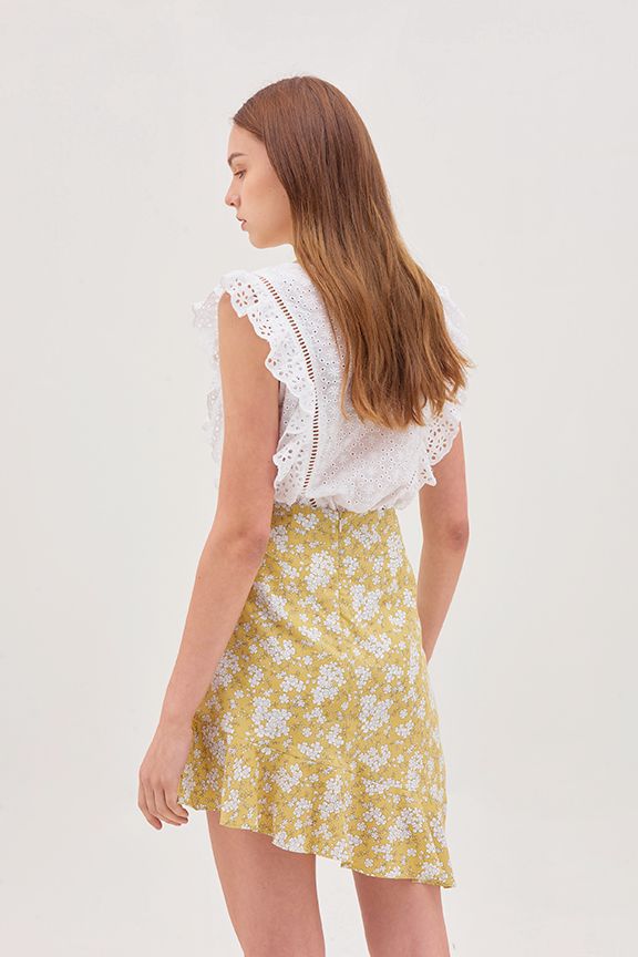 Áo sát nách phối ren bèo cotton thêu