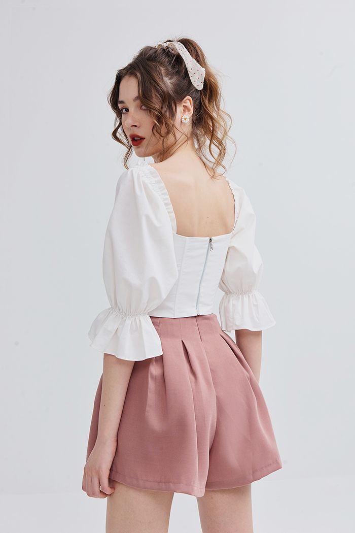 Áo crotop cúp ngực cổ vuông tay lỡ