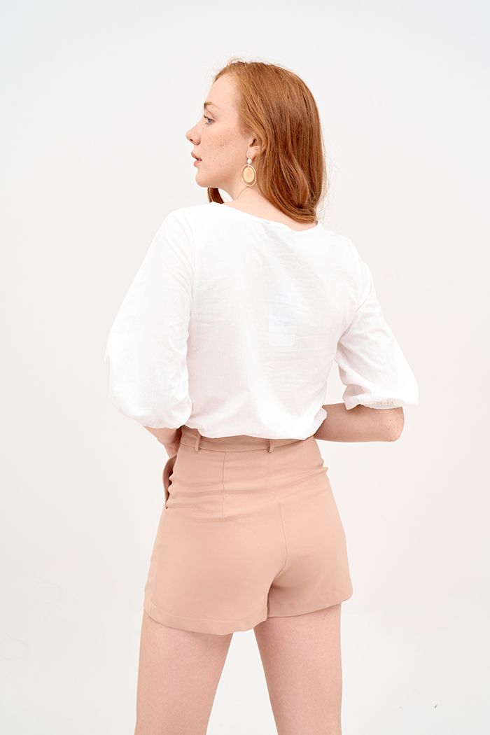 Áo cotton tay lở cột nơ cut out cổ