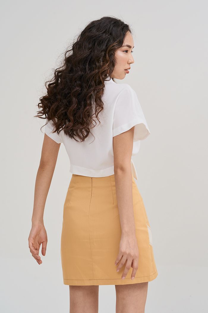 Áo croptop cổ danton cột nơ thân trước