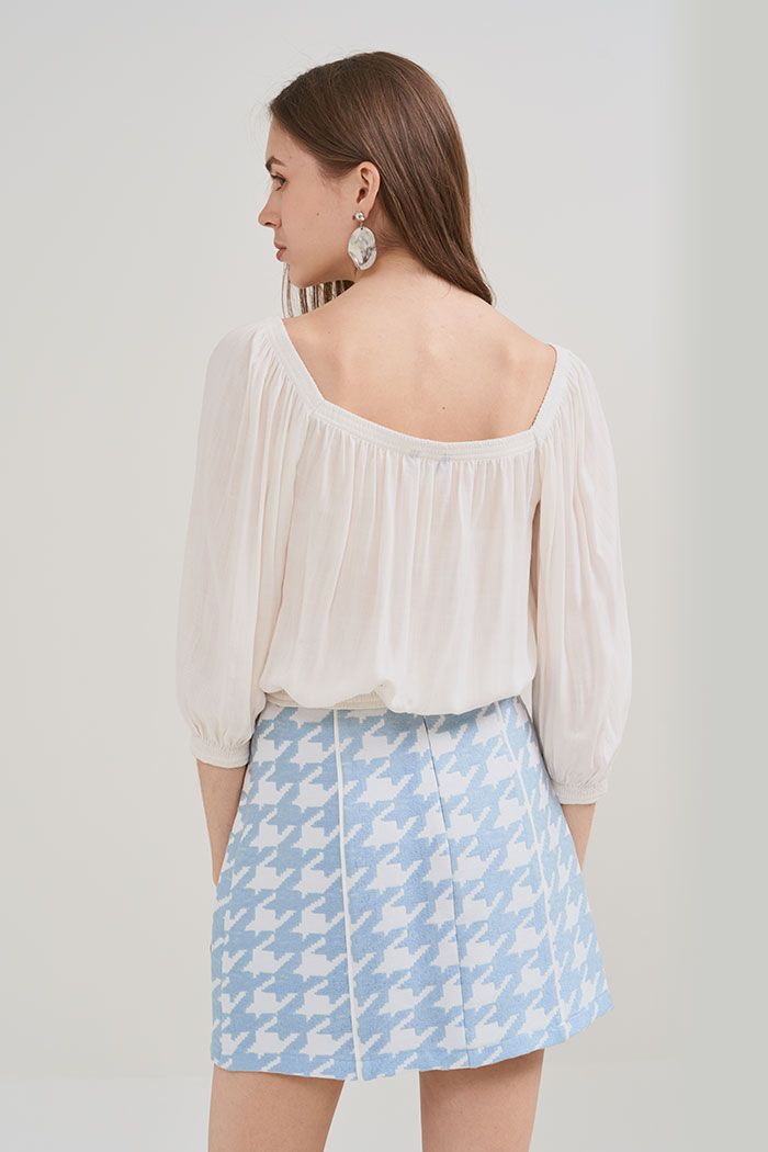 Áo croptop linen chạy moking trên dưới tay lỡ