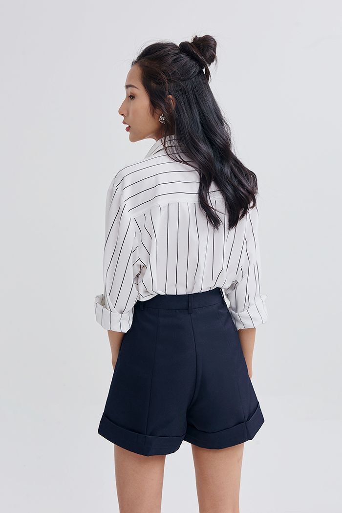 Áo sơmi sọc tay dài 2 túi basic