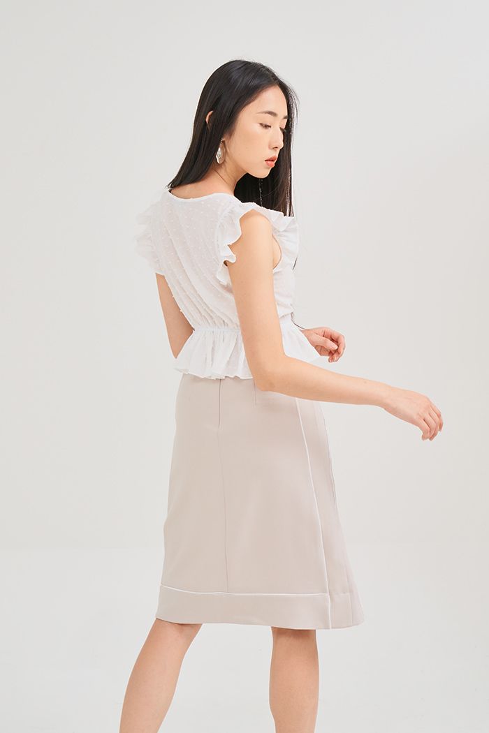 Áo croptop bèo tay rút nhún giữa