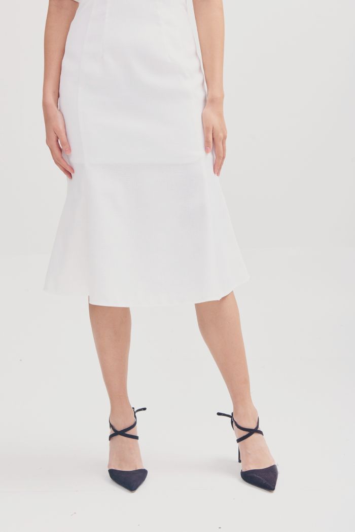 Đầm midi tay lỡ nhấn li dọc thân