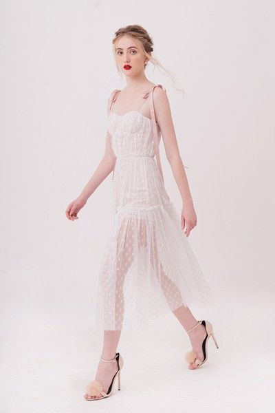 Đầm 2 dây ribbon phối lưới
