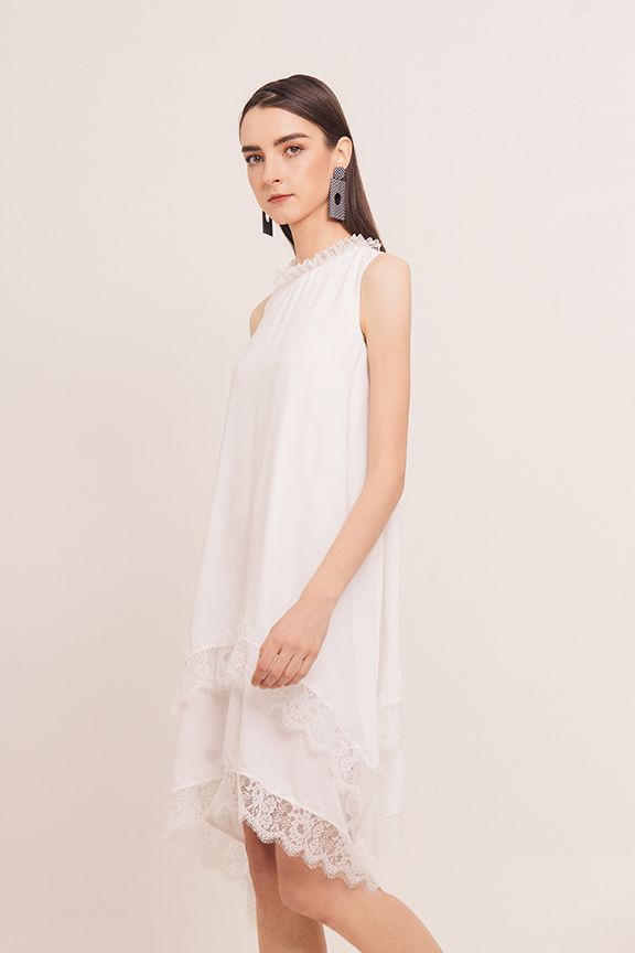 Đầm form suông 2 tầng nhấn ren