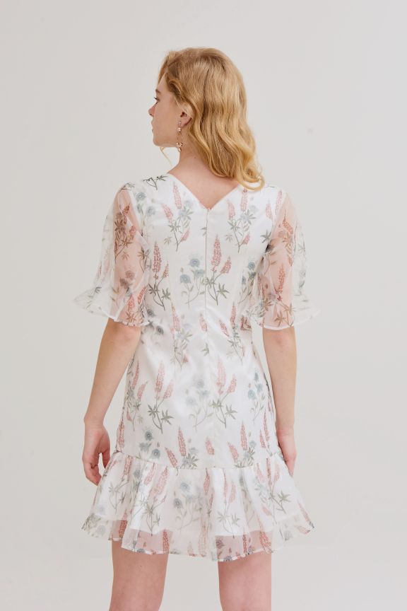 Đầm sheer in hoạ tiết spring 2019 rả bèo tùng