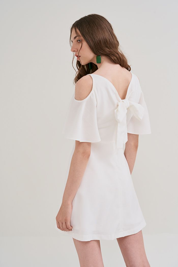 Đầm A cutout vai cột nơ sau