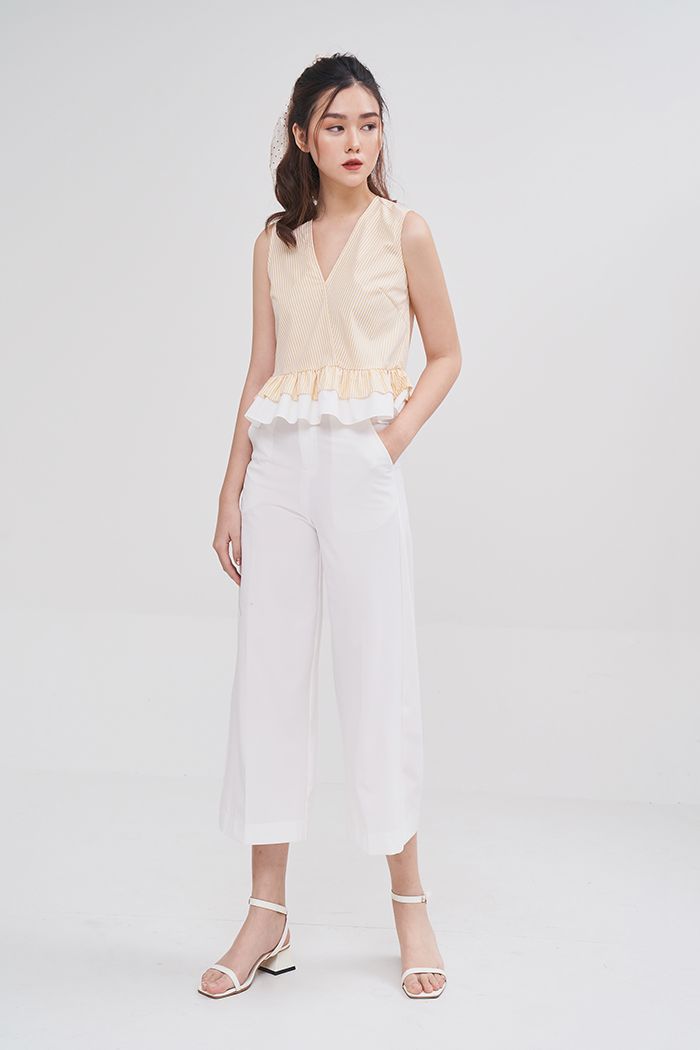 Áo croptop sát nách 2 tầng bèo phối màu