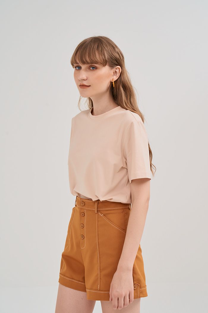 Quần short diễu chỉ nổi đóng nút baget