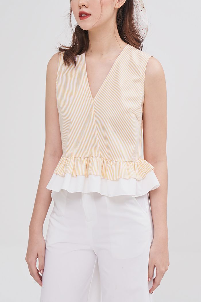 Áo croptop sát nách 2 tầng bèo phối màu