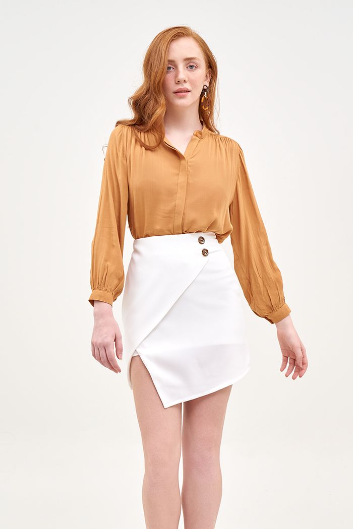 Áo sơmi linen mỏng tay dài dấu nẹp