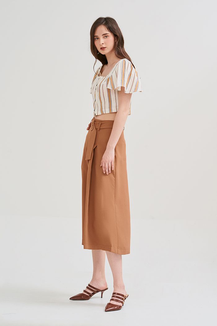 Áo croptop sọc cổ vuông tay bèo