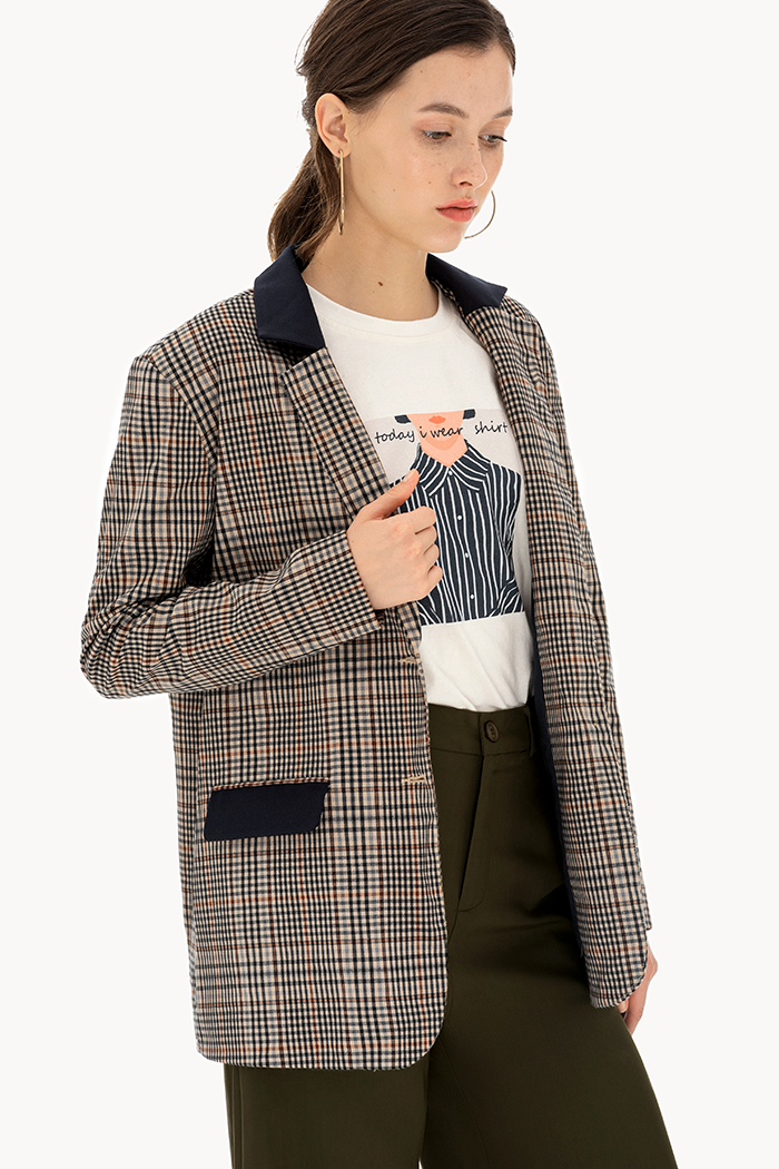 Áo blazer 2 lớp caro