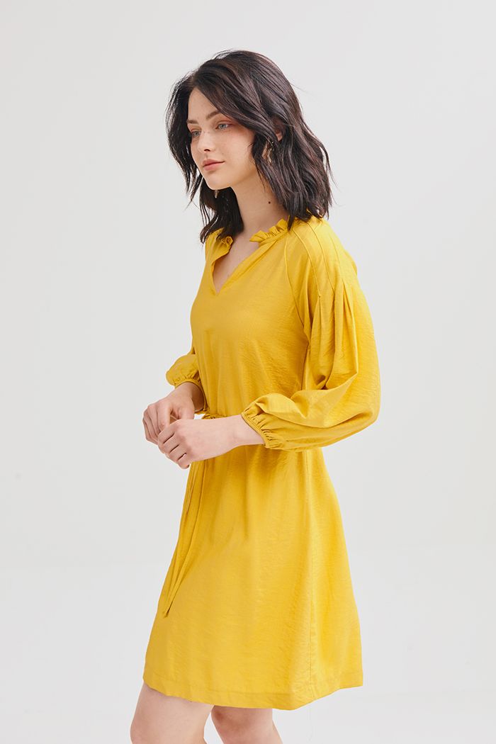 Đầm tay lửng rút dây eo bèo nhỏ cổ