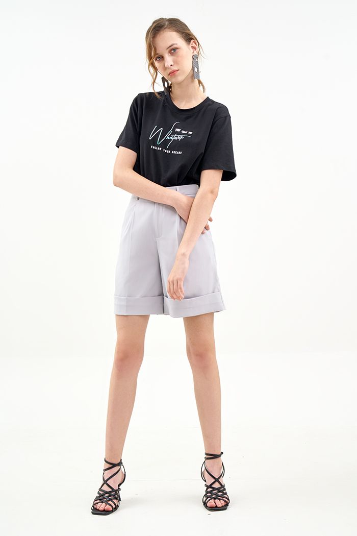 Quần short ống rộng lật lai