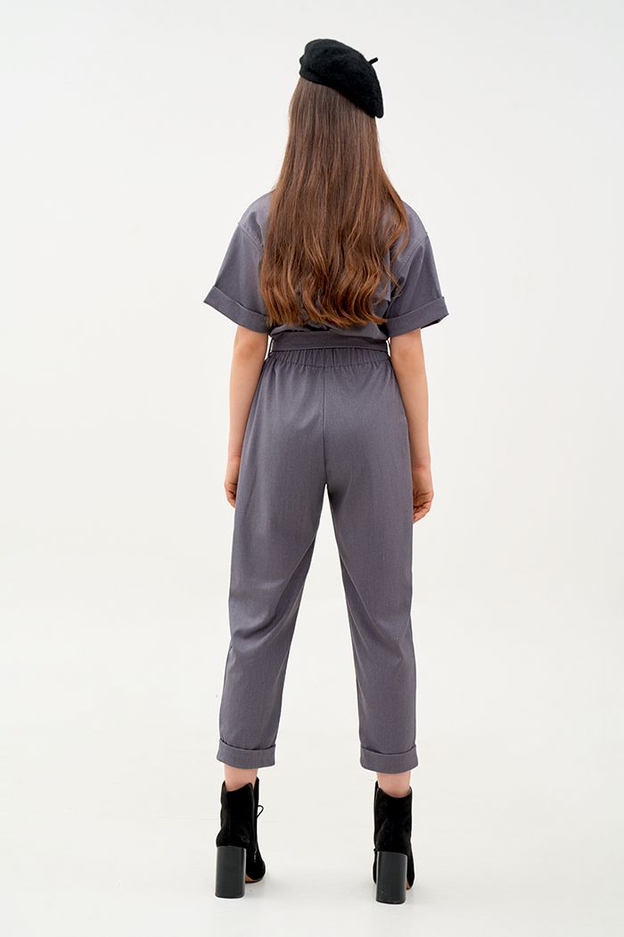 Jumpsuit utility dài lai lật nẹp nút