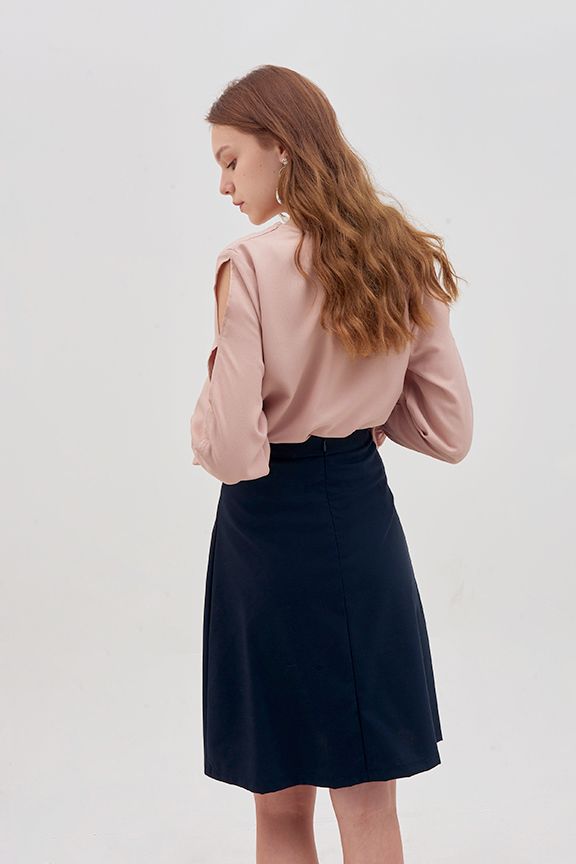 Váy midi xếp 2 li thân trước
